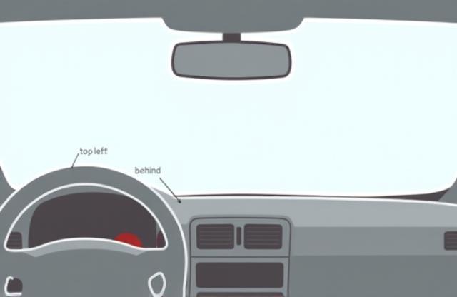 Diagram illustrating the correct placement of the Swiss vignette on a windscreen, typically top left or behind rearview mirror