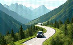 Image representing smooth flow of traffic on a road through scenic Swiss landscape